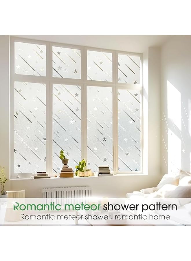 The Bros Window Privacy Film, Frosted Glass Window Film, Opaque Removable Curtains, Electrostatically Attached UV Barrier Privacy Window Film (17.5 x 78.7 Inches, Meteor Shower) - Image 5