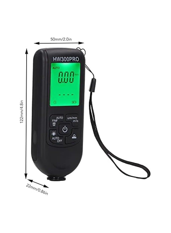 PROMASS Digital Coating Thickness Gauge, Portable Paint Thickness Meter, Automatic Shutdown Function, 0 to 2000UM Range, Coating Measuring Tool for Car Laboratory (Black) - Image 5