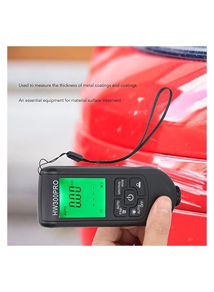 PROMASS Digital Coating Thickness Gauge, Portable Paint Thickness Meter, Automatic Shutdown Function, 0 to 2000UM Range, Coating Measuring Tool for Car Laboratory (Black) - Image 2