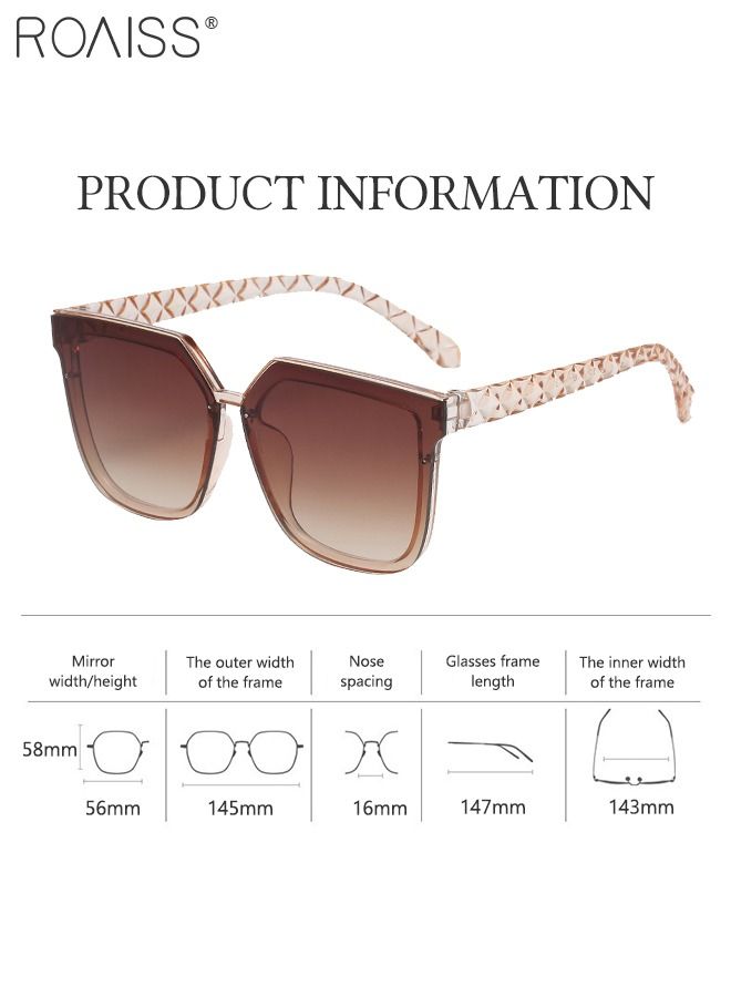 roaiss Women's Square Sunglasses, UV400 Protection Sun Glasses with Stylish Temples, Oversize Fashion Anti-glare Sun Shades for Women with Glasses Case, 56mm - Image 3