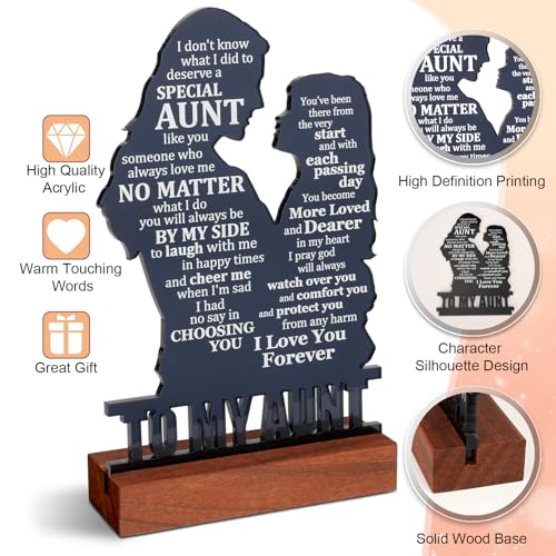 Heartfelt Gifting Sentimental Gifts for Aunt Birthday from Niece, Meaningful Present Ideas for Auntie, Best Aunt Ever Gifts for Mothers Day，Valentines Day, Christmas, Acrylic Decor Sign for Home Bedroom Office Desk - Image 3