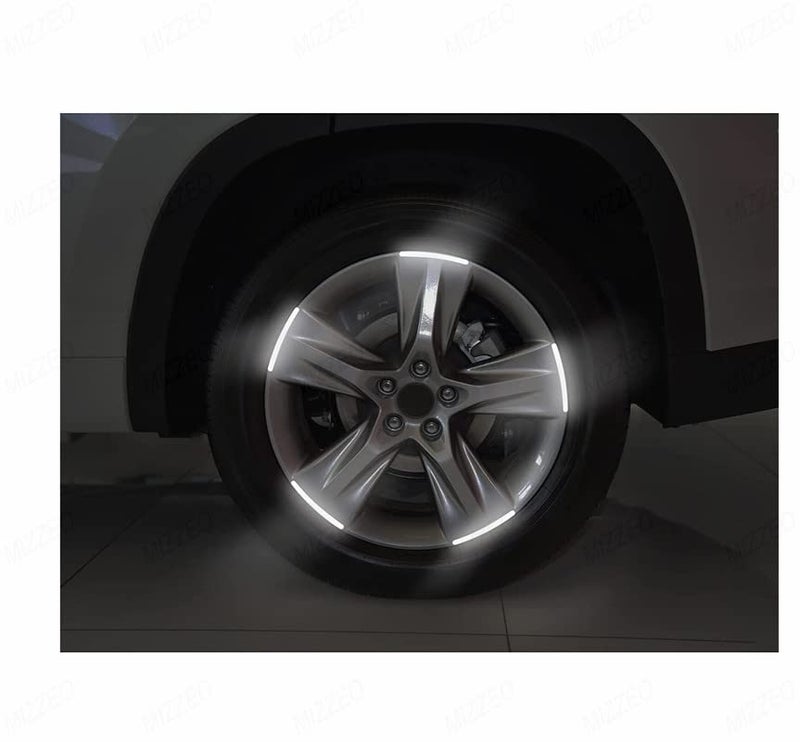 MIZZEO Wheel Rim Decal (20 Pack, Color: White) Universal Fit Car Rim Decals Reflective Car Stickers Compatible with Tata Safari Dicor 2.2L - Image 5