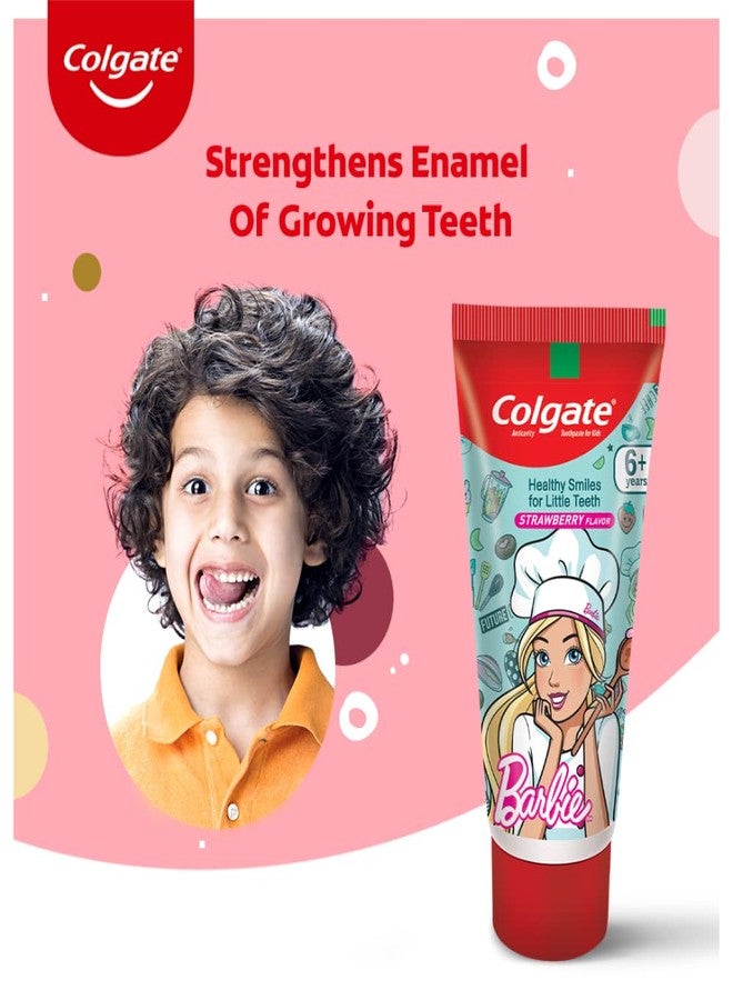 Colgate Anticavity Kids Barbie Toothpaste (6+ Years), Strawberry Flavour €" 80G (Pack Of 2) With Colgate Barbie Toothbrush 1 Pc - Image 2