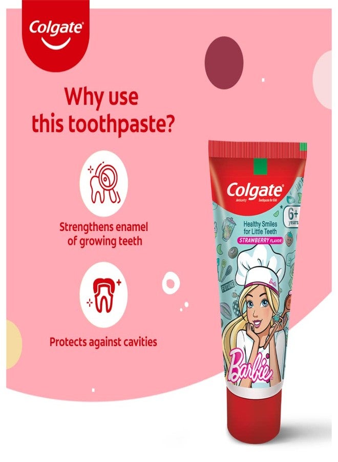 Colgate Anticavity Kids Barbie Toothpaste (6+ Years), Strawberry Flavour €" 80G (Pack Of 2) With Colgate Barbie Toothbrush 1 Pc - Image 4