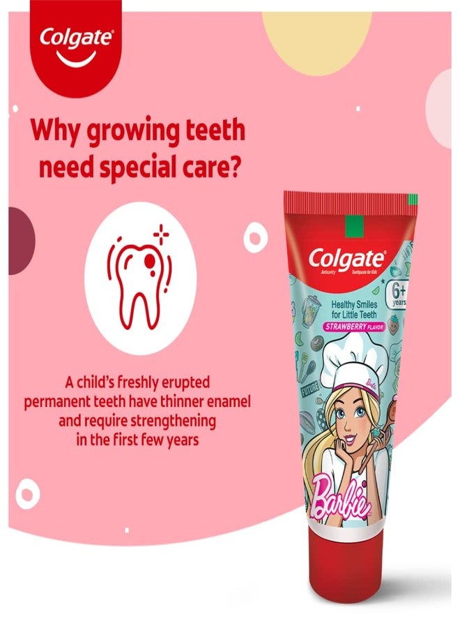 Colgate Anticavity Kids Barbie Toothpaste (6+ Years), Strawberry Flavour €" 80G (Pack Of 2) With Colgate Barbie Toothbrush 1 Pc - Image 3