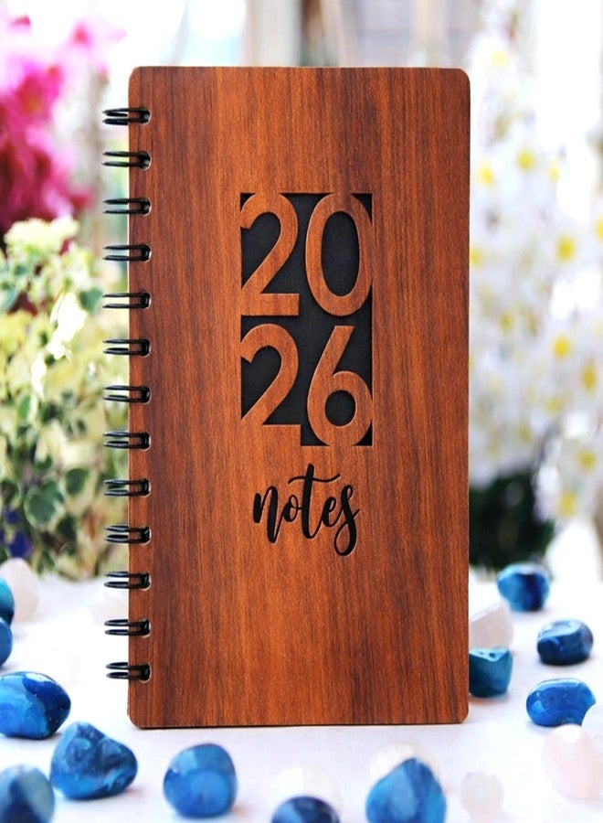 Decor1ders Wooden Spiral Notebook Diary 2026 - A5 Size (22.5×15 cm) Engraved Durable Wooden Cover | Bright & Smooth 70 GSM Ruled Paper | Trouble-Free Wire-O Binding Journal Notepad for Writing - Image 4