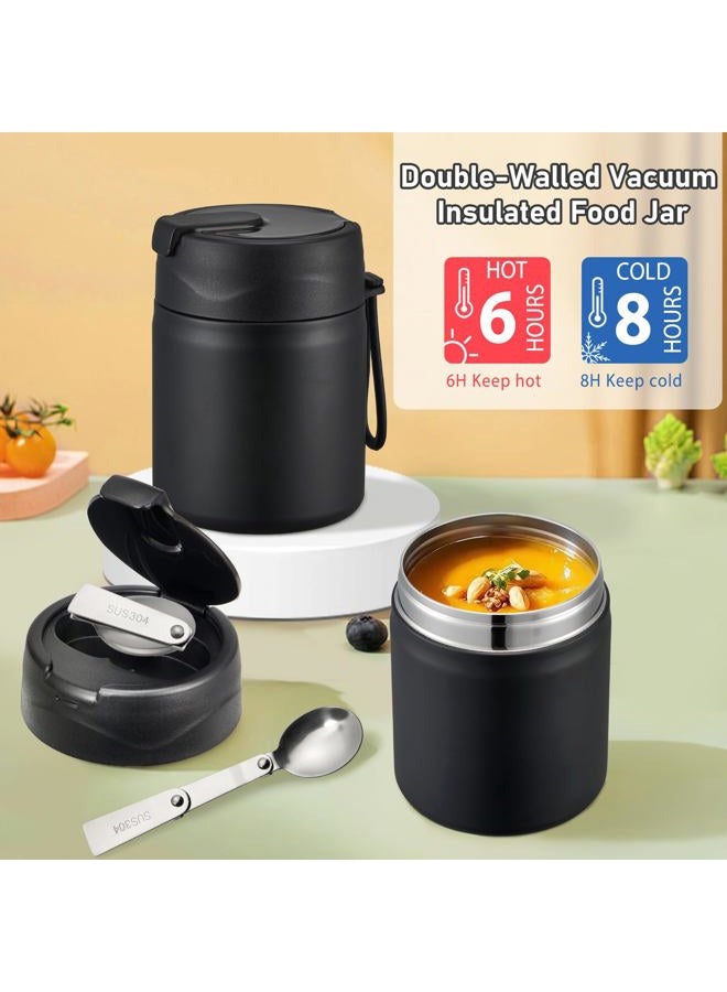 Howeemo Bento Lunch Box for Kids with 17oz Soup Thermo,Insulated Tumbler Water Bottle and Insulated Lunch Bag,Leak-Proof 3 Compartment Lunch Food Container with with Ice Pack for Kids to School-Black - Image 3