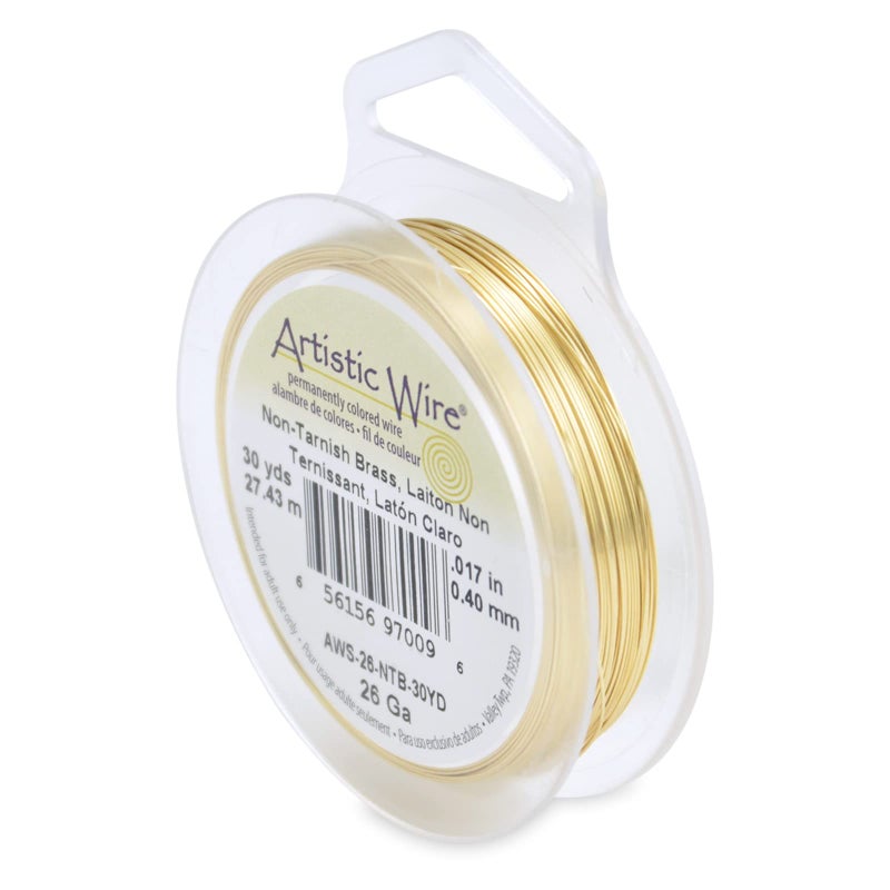 Artistic Wire 26 Gauge Tarnish Resistant Brass Craft Jewelry Wrapping Wire, Gold Color, 30 yd - Image 1