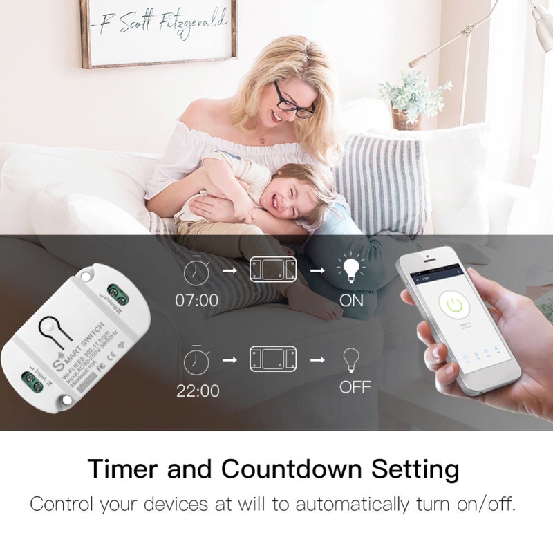 Mini Wi-Fi Switch Module 10A Wi-Fi Intelligent Relay Light Switch APP Remote Control Voice Control DIY Breaker Module Home Appliance Automation (AC 90-250V) - Image 5