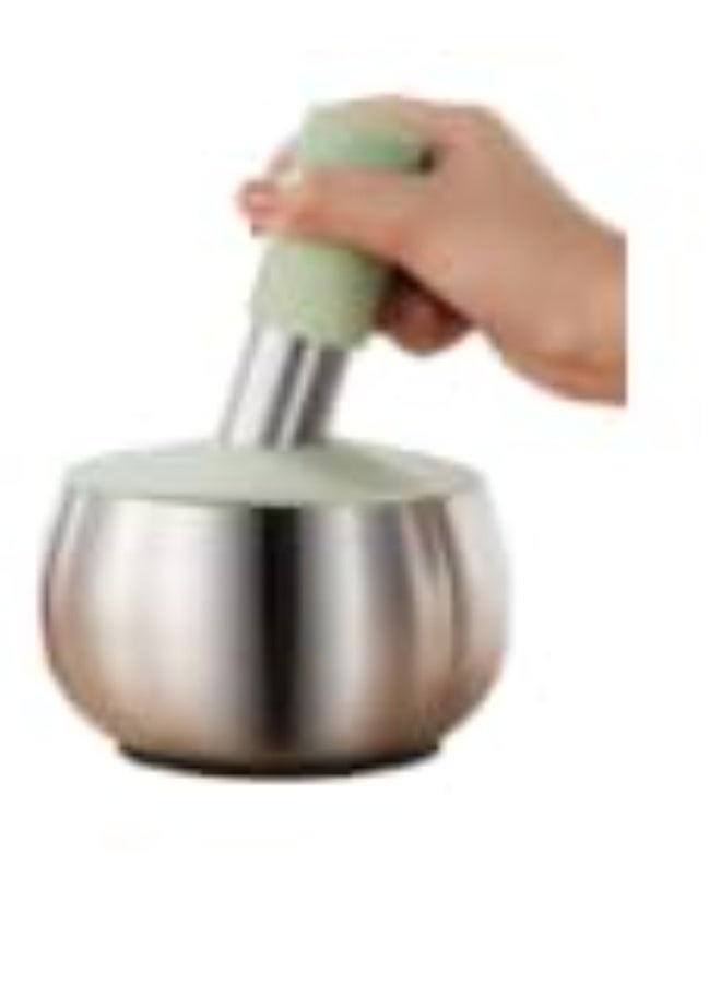 18/8 Stainless Steel Mortar and Pestle Set, Molcajete Bowl, Spice Crusher Bowl, Pill Grinder with Lid