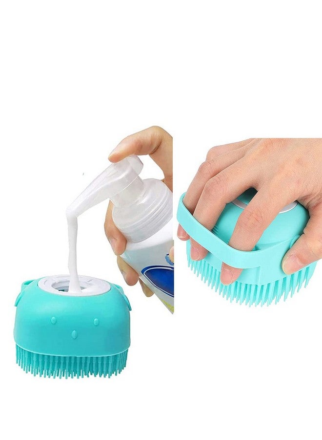 SURORAIN Pet Dog Bath Brush Soft Silicone Dog Shampoo Brush, Brush Hair Fur Grooming Cleaning Brush Soft Shampoo Dispenser (Blue) - Image 2