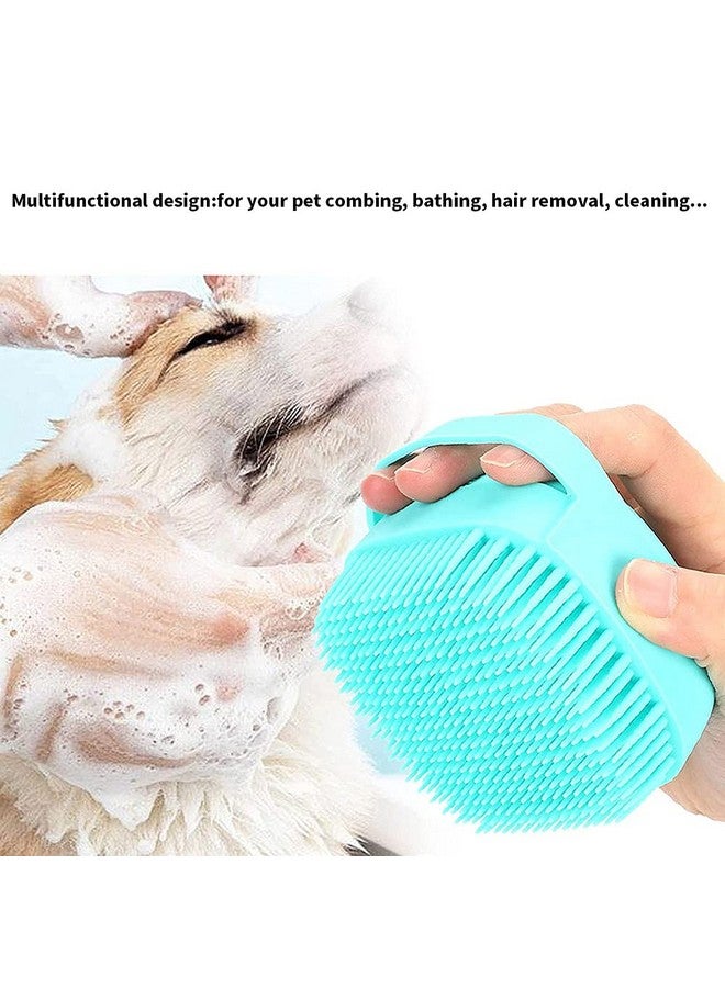 SURORAIN Pet Dog Bath Brush Soft Silicone Dog Shampoo Brush, Brush Hair Fur Grooming Cleaning Brush Soft Shampoo Dispenser (Blue) - Image 3