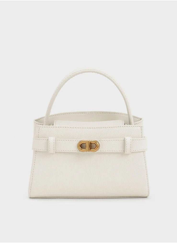 Charles & Keith Aubrielle Metallic-Buckle Top Handle Bag  - Image 1