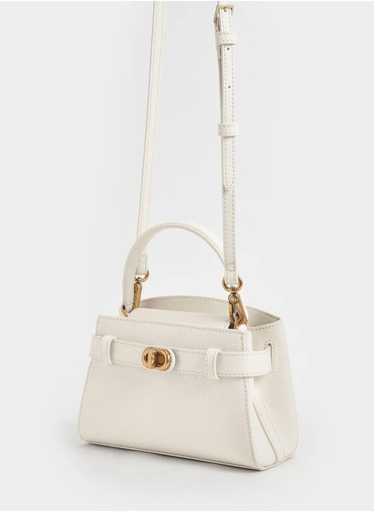 Charles & Keith Aubrielle Metallic-Buckle Top Handle Bag  - Image 3