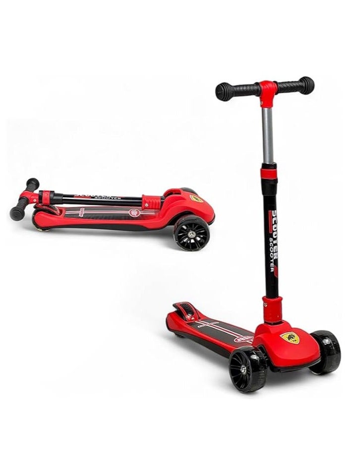 البدر سكوتر توازن للاطفال من البدر، سكوتر ركل بثلاث عجلات قابل للطي، 4 ارتفاعات قابلة للتعديل، يمكنه حمل ما يصل الى 80 كغم، تصميم ممتص للصدمات، يميل الى التوجيه، سكوتر يدوي للاطفال 3-9 سنوات - Image 1