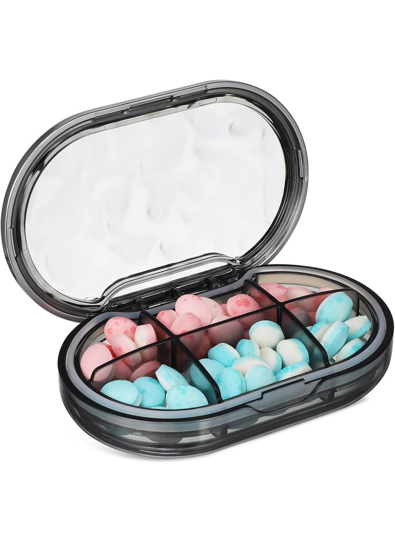 HEALLILY HEALLILY Travel Pill Organizer 6 Compartments Pill Case Compact and Portable Pill Box for Daily Storage Pill Holder for Pocket Purse,Water Ripples Gray 