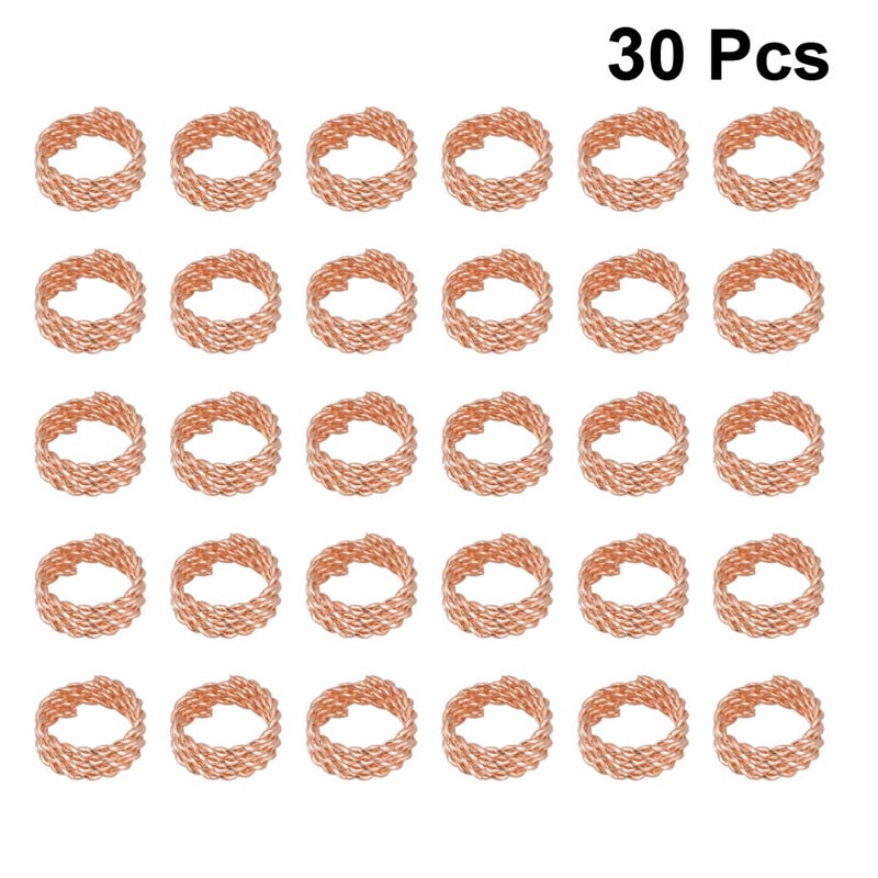 comfrt 30PCS Dreadlocks Beads Dreadlocks Cuffs Adjustable Wig Iron Hair BraidsStrong Iron Hair Cuffs Rings Accessories for Man Woman Hair Extension (Rose Golden) - Image 2