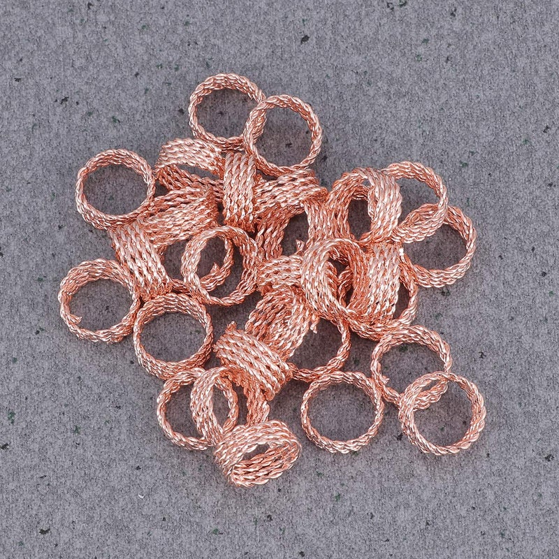 comfrt 30PCS Dreadlocks Beads Dreadlocks Cuffs Adjustable Wig Iron Hair BraidsStrong Iron Hair Cuffs Rings Accessories for Man Woman Hair Extension (Rose Golden) - Image 5