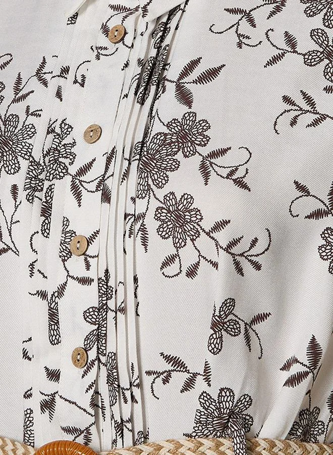 Splash FAV Embroidered Women Shirt Dress with Belt