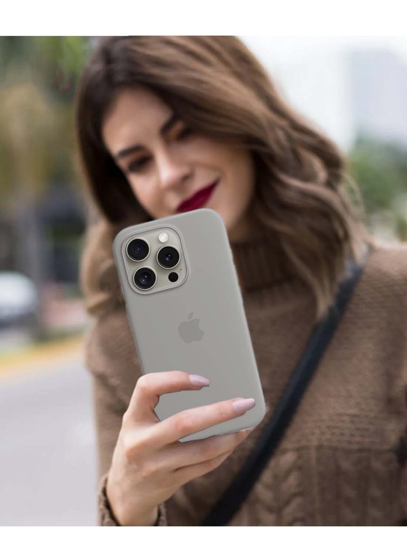 Wtech Apple iPhone 16 Pro Max 2024 Premium Soft Liquid Silicone Case Cover - Grey - Image 3