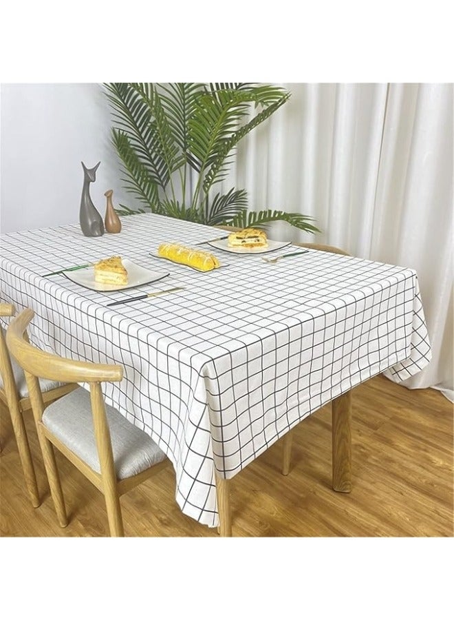 Happy Home Waterproof PVC Tablecloth, Elegant Dustproof Rectangular Tablecloth (137 x 183cm) White - Image 5