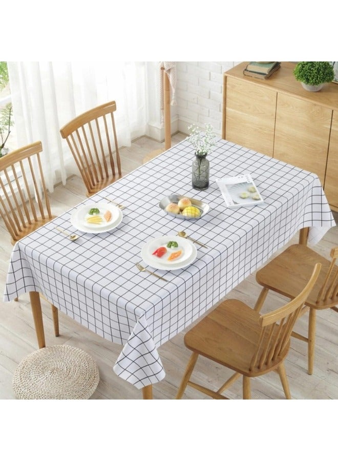 Happy Home Waterproof PVC Tablecloth, Elegant Dustproof Rectangular Tablecloth (137 x 183cm) White - Image 1