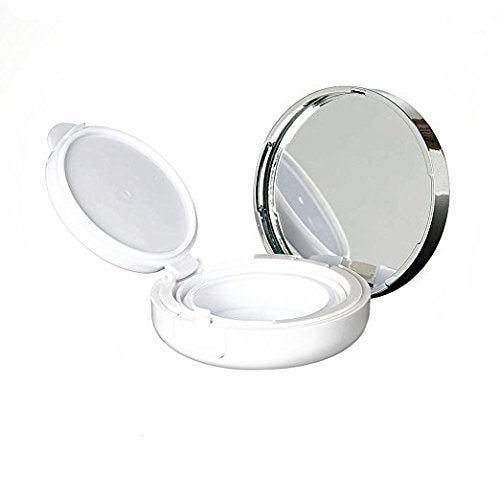 Onwon 15g 05oz Empty Luxurious White Silver Edge Portable Air Cushion Puff Box BB Cream Container Dressing Case with Powder Puff and Mirror