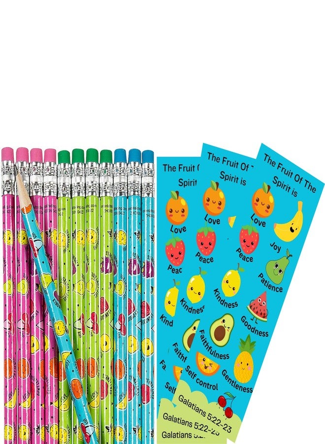 biblebanz Fruit of The Spirit Bookmarks and Pencils Set - 24 Bookmarks & 24 Pencils | Christian Scripture School Supplies, Church Prizes & Faith Gifts - Image 1