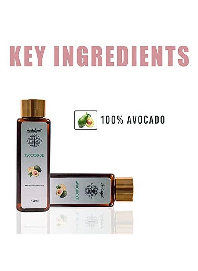 Indulgeo ESSENTIALS - Pure Avocado Oil For Hair & Skin (100Ml) 100% Natural Cold Pressed Avocado Moisturizer Carrier Oil For Hair/Face/Skin - Image 1