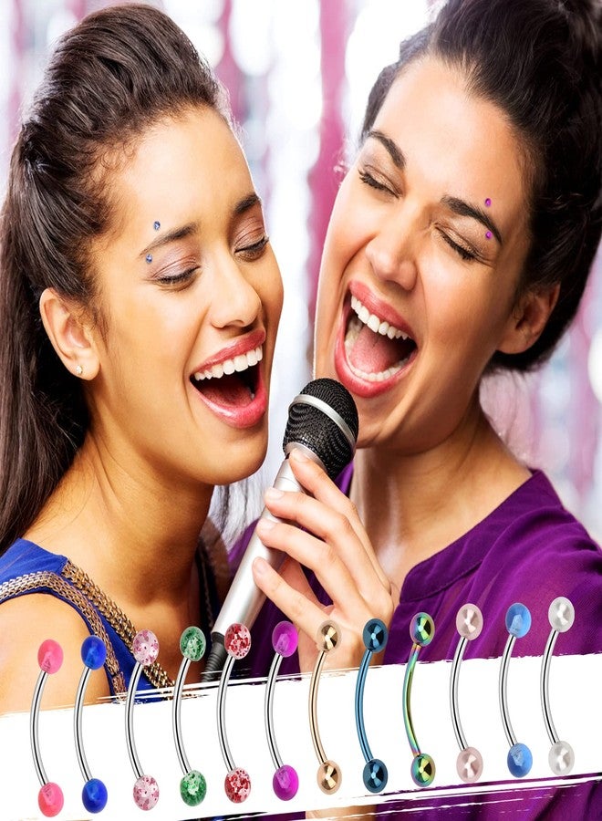 CrazyPiercing 14G Stainless Steel Eyebrow Ring, 48Pcs Curved Barbell Piercing Jewelry Snake Eyes Tongue Rings Nipple Rings Earrings Curved Eyebrow Jewelry for Women Men - Image 4