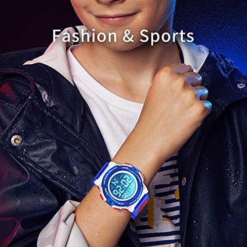 A ALPS A ALPHA Boys Digital Sport Watch, Waterproof Alarm Calendar Analog for 3-15 Year Olds, Rubber Band, LED Display, Multifunctional Chronograph - Image 4