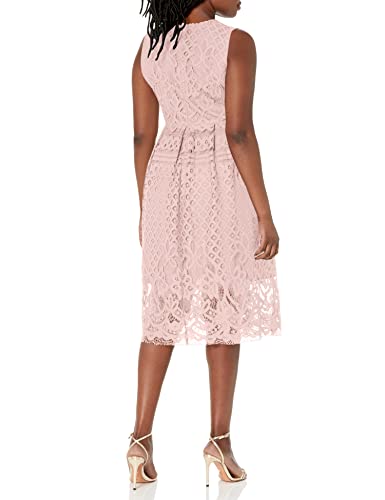 VEIISAR Womens Fashion Sleeveless Lace Fit Flare Elegant Cocktail Party Dress (Small, Pink) - Image 2