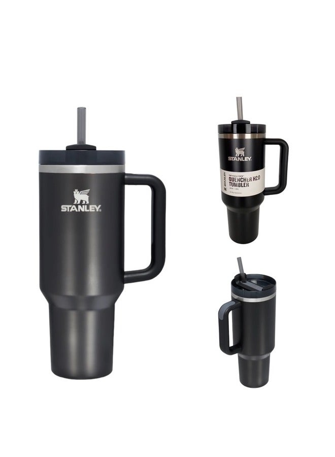 Stanley Quencher H2.0 FlowState Vacuum Insulated Tumbler – 40 oz Black Stainless Steel Travel Mug with Leakproof Lid & Reusable Straw | Double Wall Thermal Flask for Hot & Cold Drinks | Durable Portable Bottle for Coffee, Water, Iced Tea, Smoothies & More  - Image 3