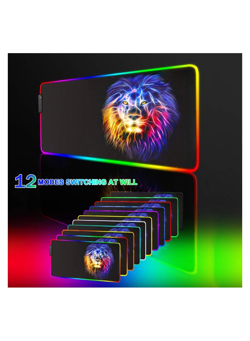 Mouse pad pro Gaming Series RGB Mouse mat Large Leopad Colorful Extended Mousepad Gaming Anime  RGB Lion 30*80 cm - Image 2