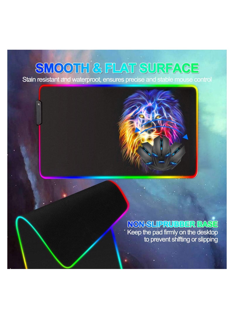 Mouse pad pro Gaming Series RGB Mouse mat Large Leopad Colorful Extended Mousepad Gaming Anime  RGB Lion 30*80 cm - Image 3