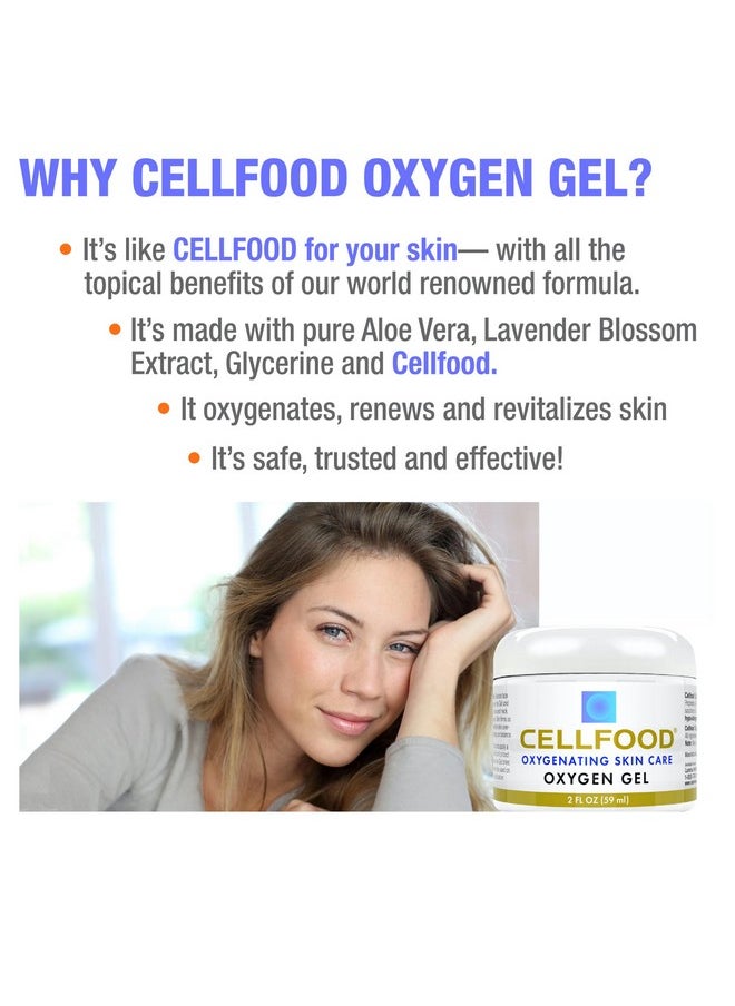 Cellfood - Cellfood Oxygen Gel, 2 fl oz - Nutrient Rich - Provides Moisture & Protection, Decreases Appearance of Fine Lines - Aloe Vera, Lavender Blossom Extract, Cellfood & Glycerine - Hypoallergenic, Non-GMO - Image 1