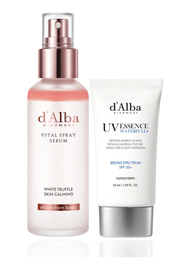 d'Alba Dull & Dehydrated Skin Solution – D’Alba Vital Spray Serum + Waterfull Essence Sunscreen SPF50+ for Radiance & Deep Hydration - Image 1