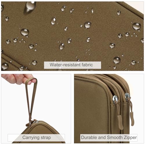 FYY Electronic Organizer, Travel Cable Organizer Bag Pouch Electronic Accessories Carry Case Portable Waterproof Double Layers Storage Bag for Cable, Charger, Phone, Earphone, Medium Size- Brown - Image 4