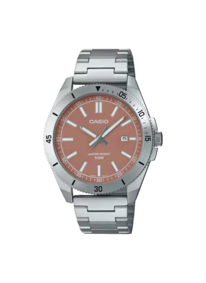 كاسيو Men's Analog Display Watch With Silver Stainless Steel Strap - MTP-B155D-5EVDF