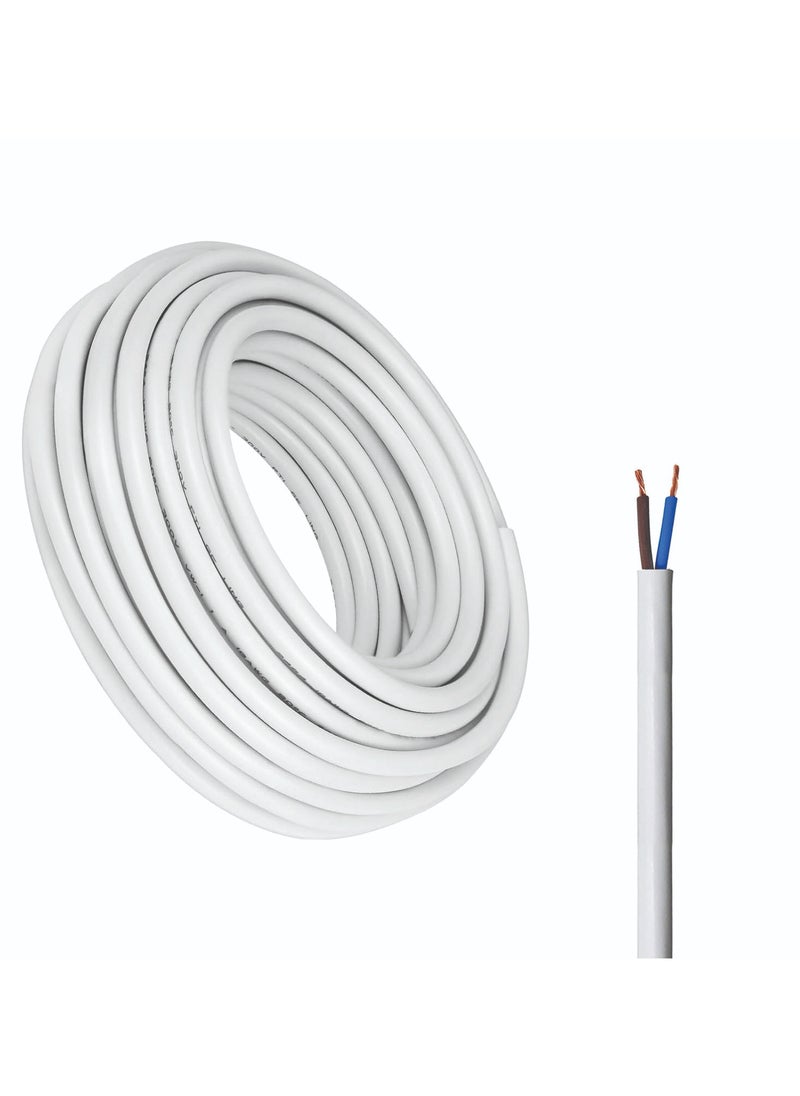 Duravel - Duravel Electrical Cable Wire, White PVC Insulated, Round Flexible Power Cord (2 CORE 10 METER, 0.75MM) - Image 1