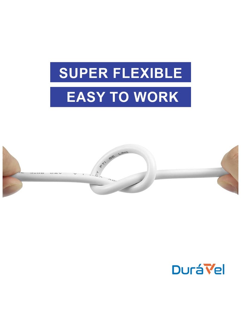 Duravel - Duravel Electrical Cable Wire, White PVC Insulated, Round Flexible Power Cord (2 CORE 10 METER, 0.75MM) - Image 1