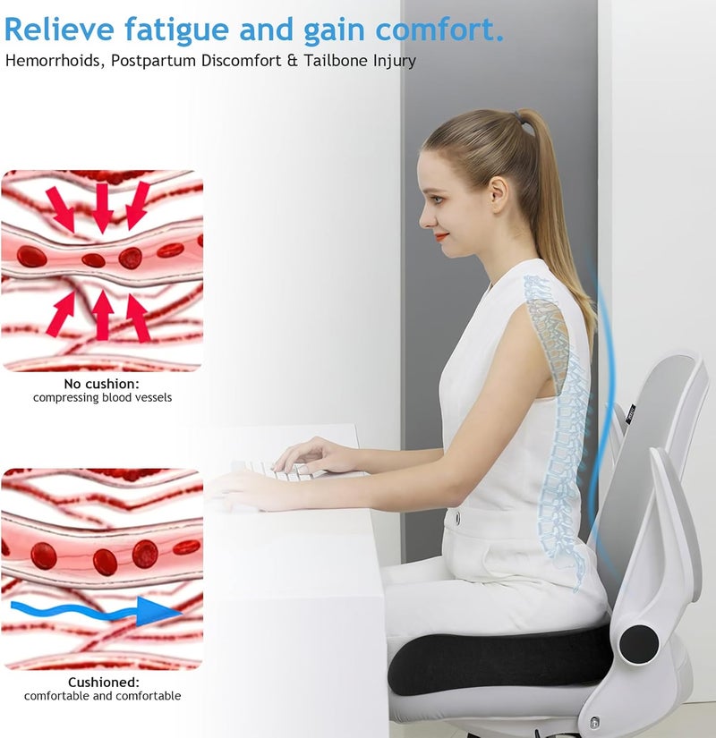 Donut Pillow Hemorrhoid Tailbone Cushion, Premium Memory Foam Seat Cushion, Orthopedic Pain Relief Pillow for Pregnancy, Coccyx, Bed Sores, Post Natal, Sciatica (Black) - Image 3