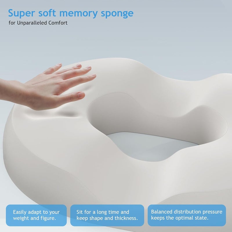 Donut Pillow Hemorrhoid Tailbone Cushion, Premium Memory Foam Seat Cushion, Orthopedic Pain Relief Pillow for Pregnancy, Coccyx, Bed Sores, Post Natal, Sciatica (Black) - Image 2