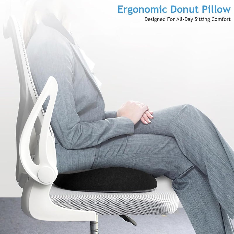 Donut Pillow Hemorrhoid Tailbone Cushion, Premium Memory Foam Seat Cushion, Orthopedic Pain Relief Pillow for Pregnancy, Coccyx, Bed Sores, Post Natal, Sciatica (Black) - Image 4