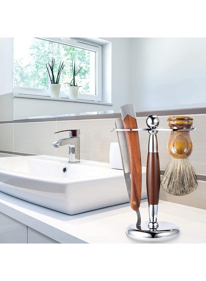Grandslam Men Straight Shaving Razor Badger Hair Brush Stand Holder Leather Strop Soap Bowl - Image 4