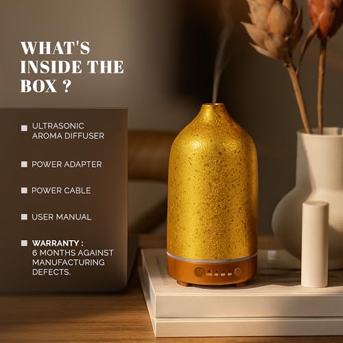 Iris Celeste Ultrasonic Humidifier | Gold Aroma Therapy Diffuser for Home, Bedroom & Office | Ideal Gift Option - Image 2