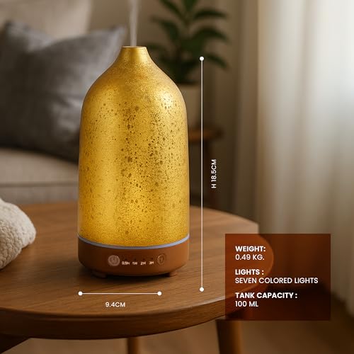 Iris Celeste Ultrasonic Humidifier | Gold Aroma Therapy Diffuser for Home, Bedroom & Office | Ideal Gift Option - Image 3