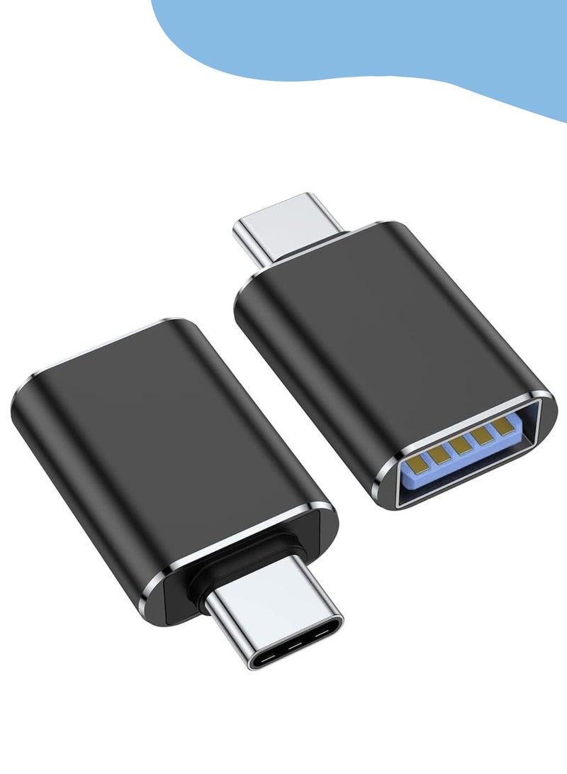 USB C to USB Adapter [2-Pack], Thunderbolt 3 to USB 3.0 OTG Adapter Compatible with MacBook Pro,Pixelbook,and More Type-C Devices (black) - Image 1