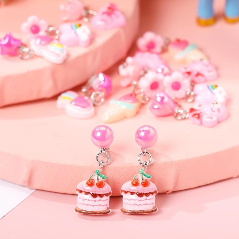 PinkSheep Clip On Earrings for Little Girls, Bling Rainbow Earrings for Kids Party Favor - Image 4