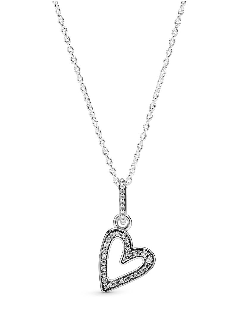 Pandora Violet - Pandora Jewelry Women's Hand Painted Heart Necklace Sterling Silver Formula Crystal Zirconia - Image 1
